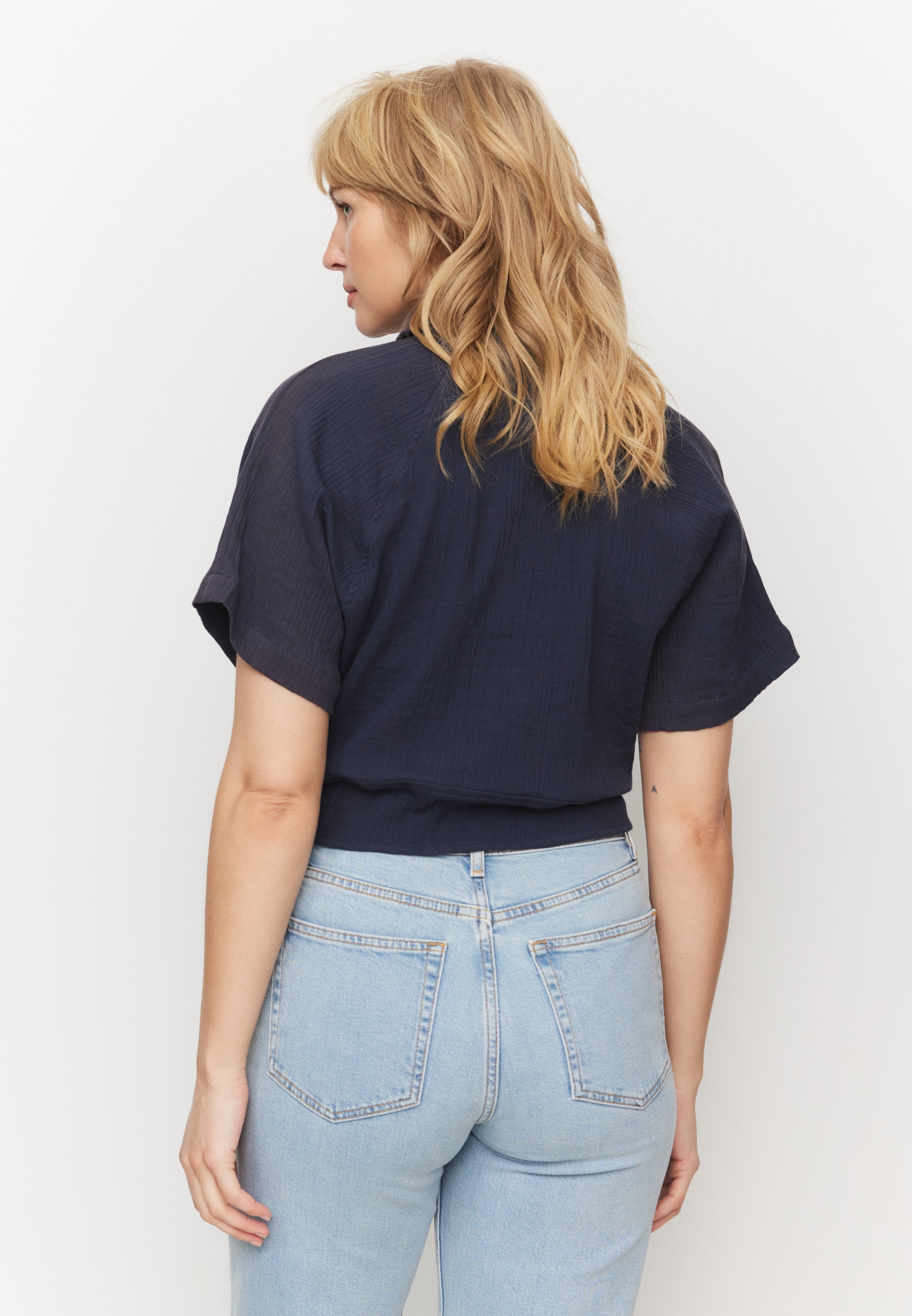 Recolution Tulip Blusa Mussola Cotone Bio Blu Navy