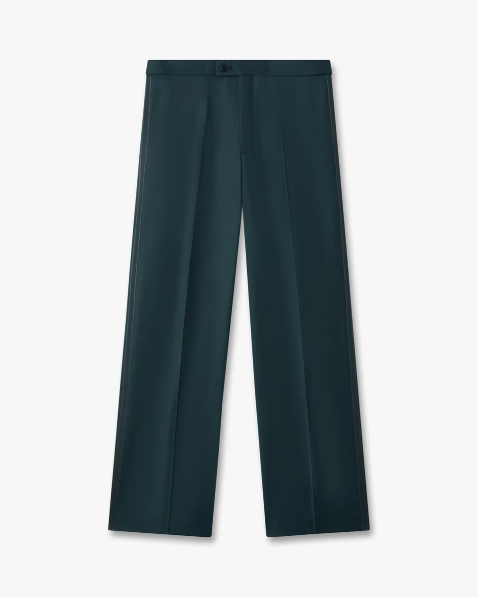 Casablanca Dark Teal Straight Leg pantaloni verde petrolio lana