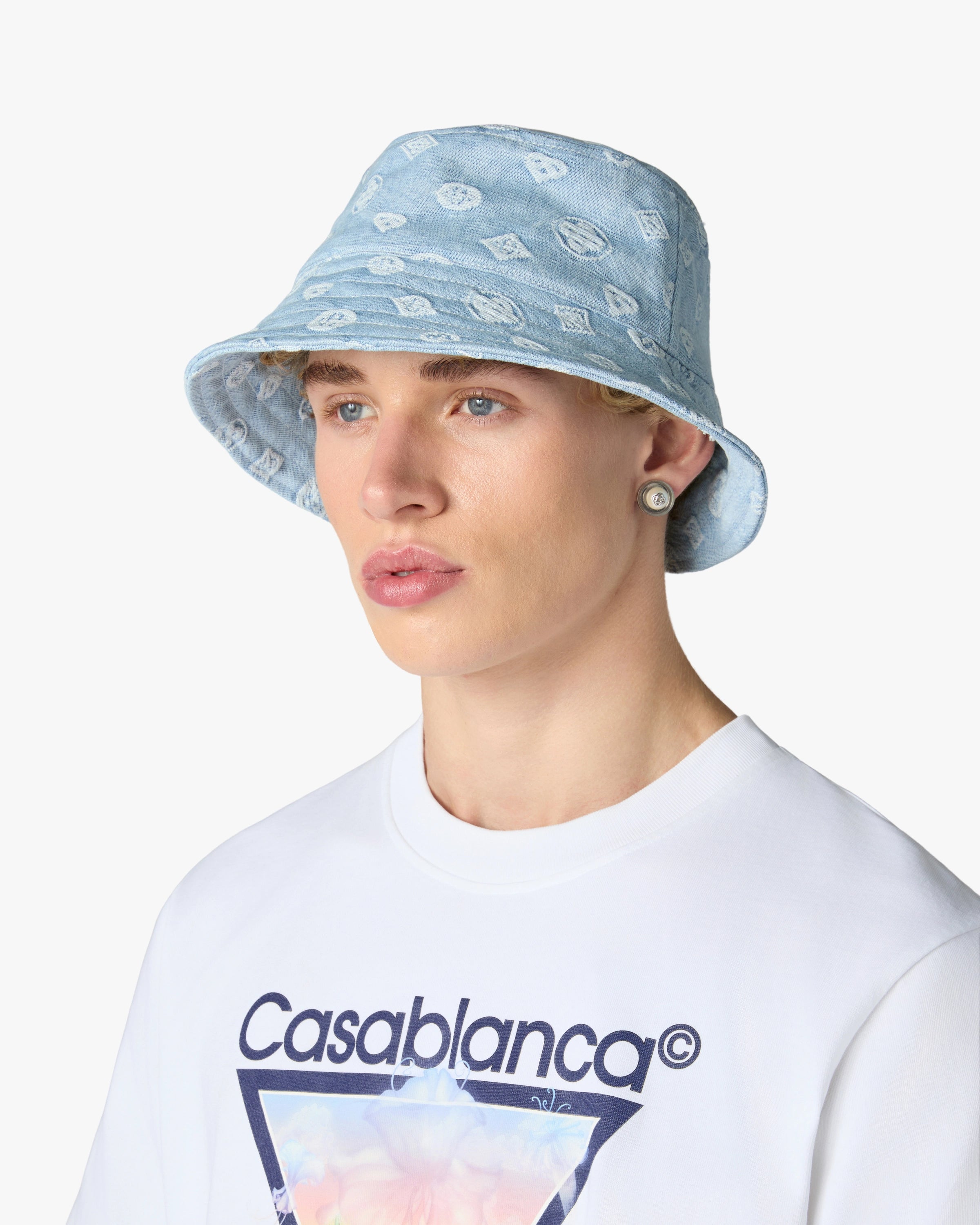 Casablanca Icon cappello bucket denim azzurro taglia M/L