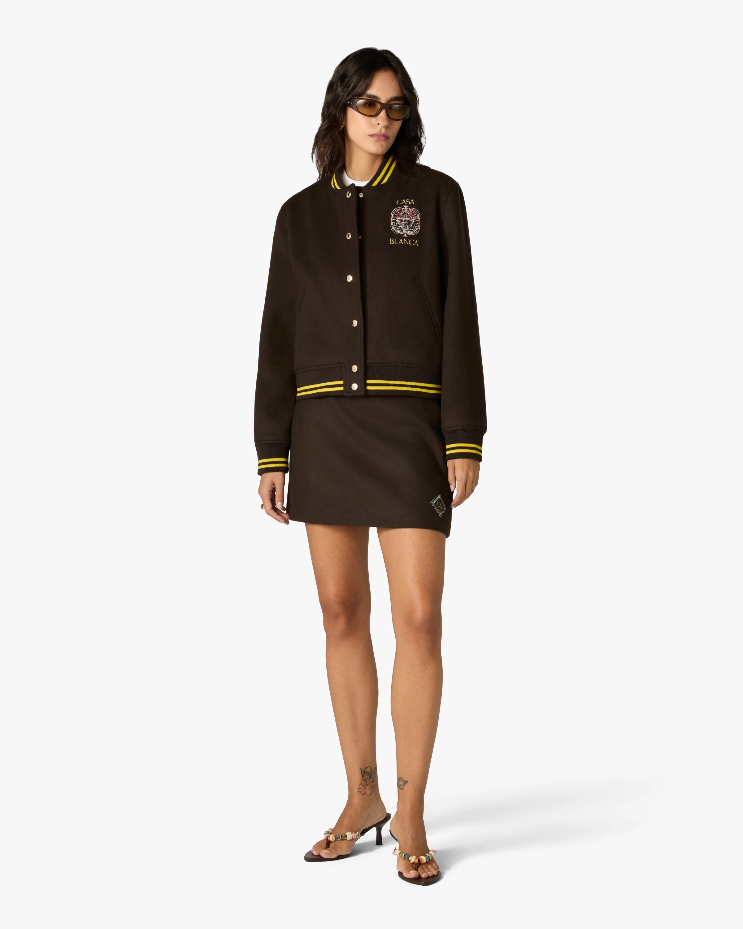 Casablanca Celestial Pyramid Giacca Varsity Marrone Lana