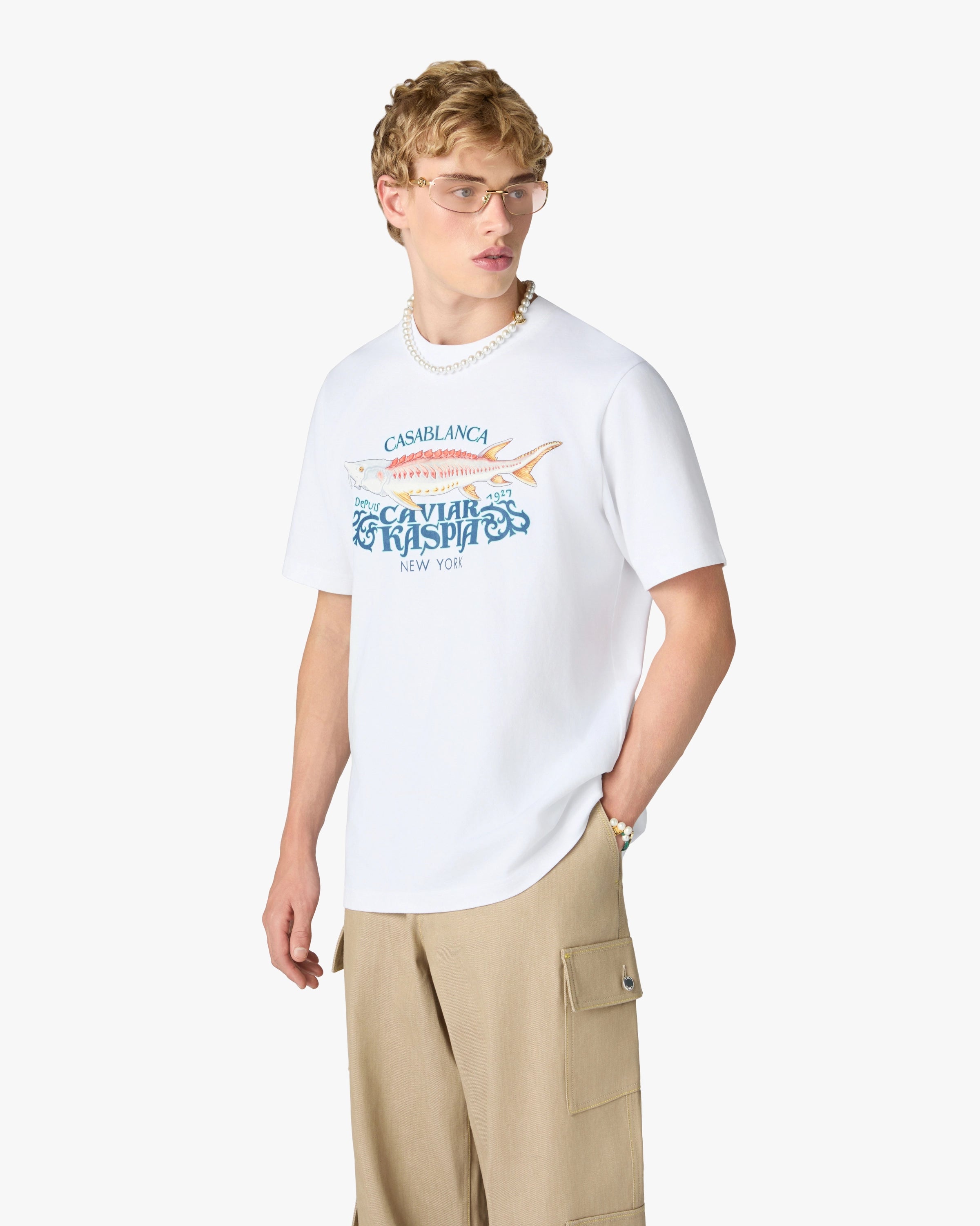 Casablanca Kaspia T-shirt Uomo Bianca cotone bio