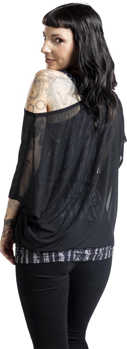 Gothicana by EMP Set T-Shirt e Top Neri Stampa Foresta