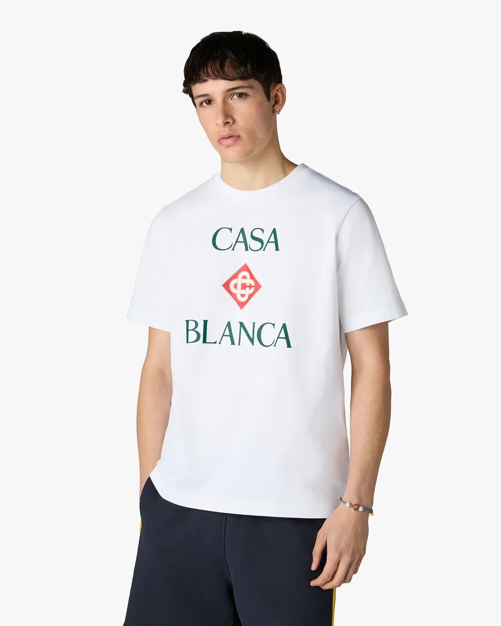 Casablanca Diamond Logo T-Shirt Bianca Cotone