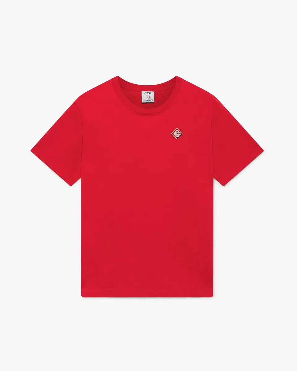 Casablanca Diamond Logo T-Shirt Rossa Cotone