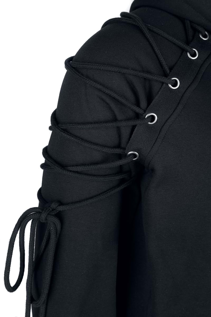 Gothicana by EMP Giacca Nera Cappuccio Occhielli Uomo