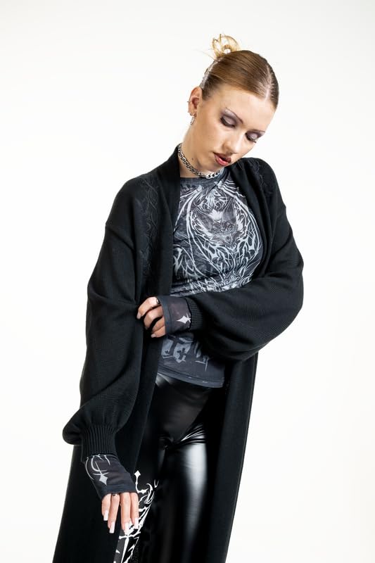 Gothicana by EMP Cardigan Nero Ricamo Collo Scialle Taglia L