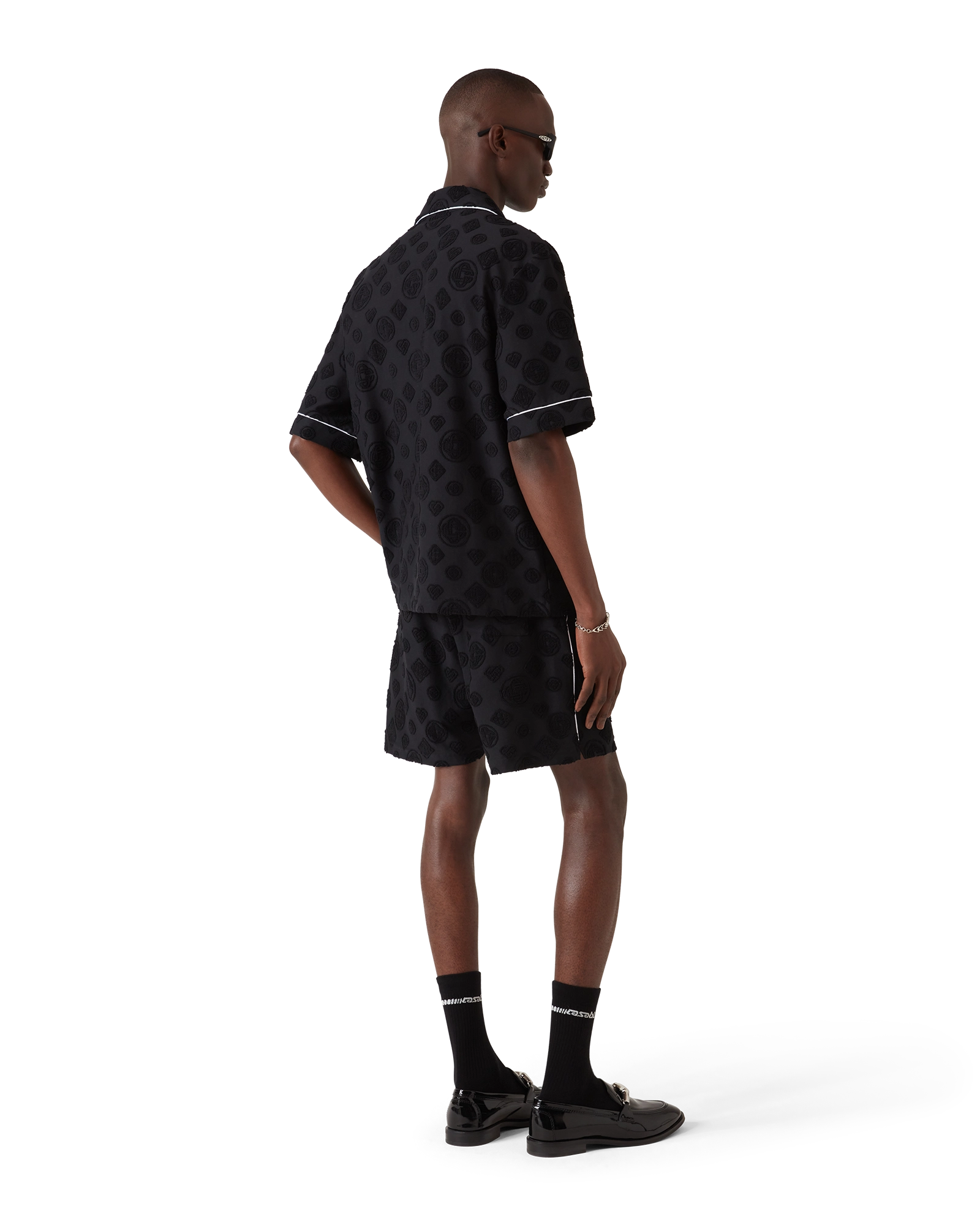 Casablanca Monogram camicia uomo nera spugna