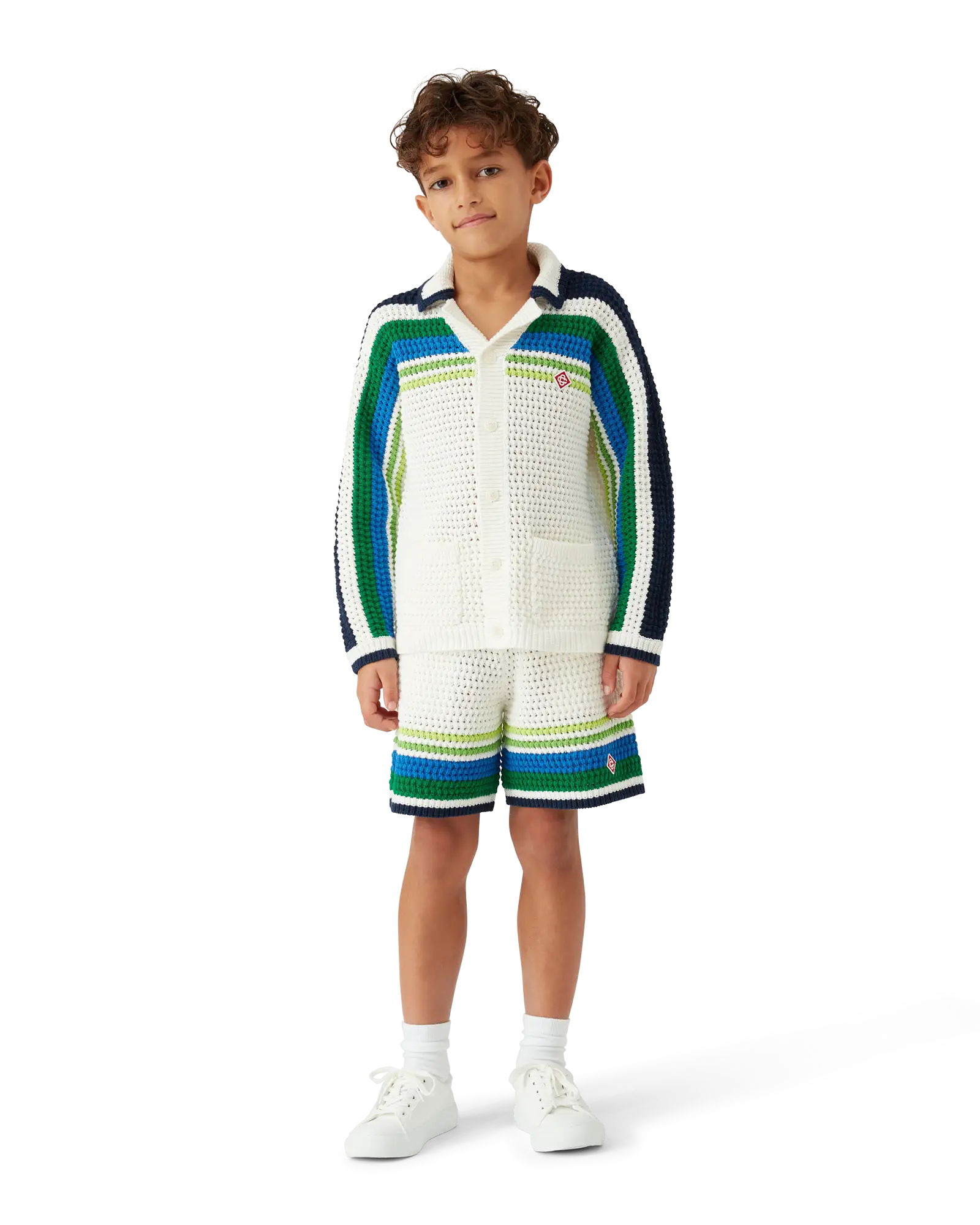 Casablanca Tennis Stripe pantaloncini bianchi bimbo cotone