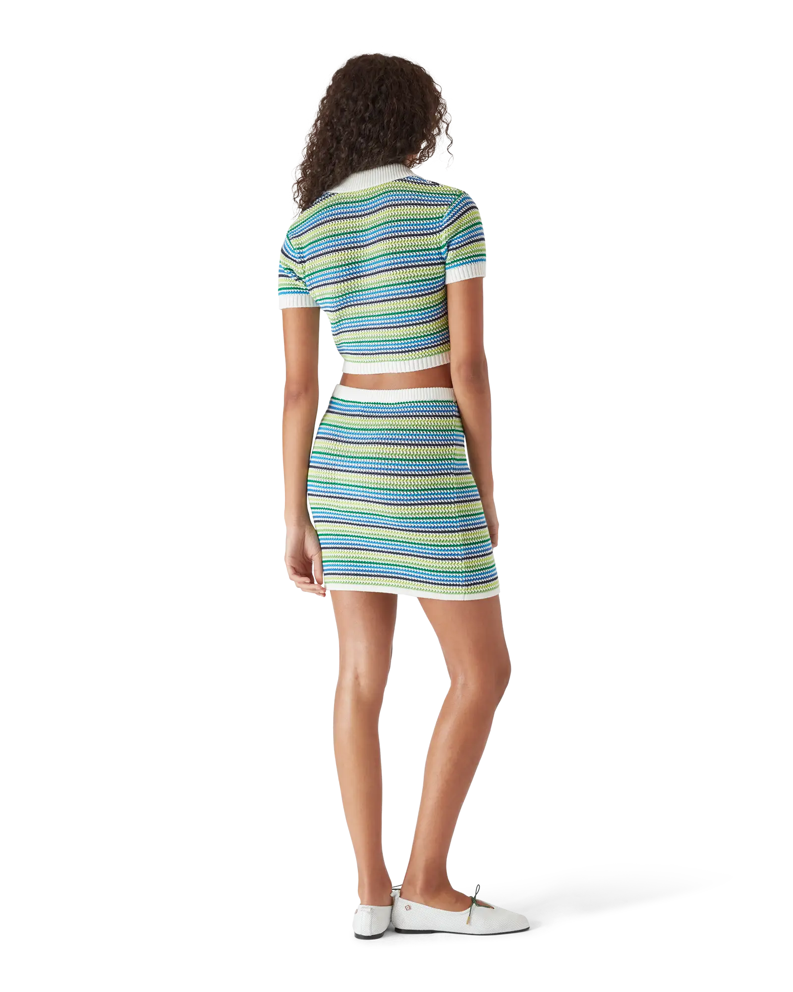 Casablanca Stripe polo donna verde righe cotone