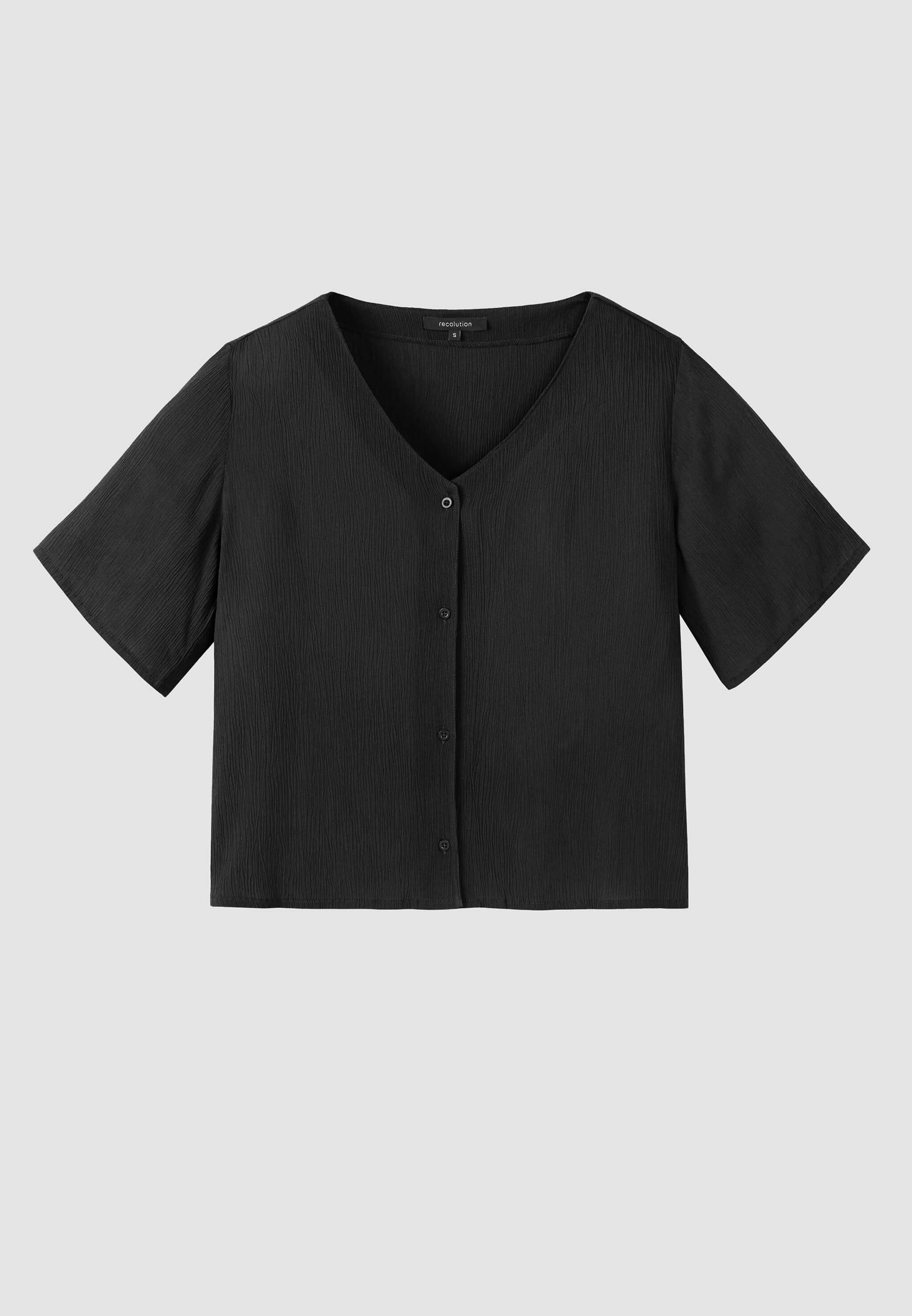 Recolution Spirea blusa nera manica corta viscosa