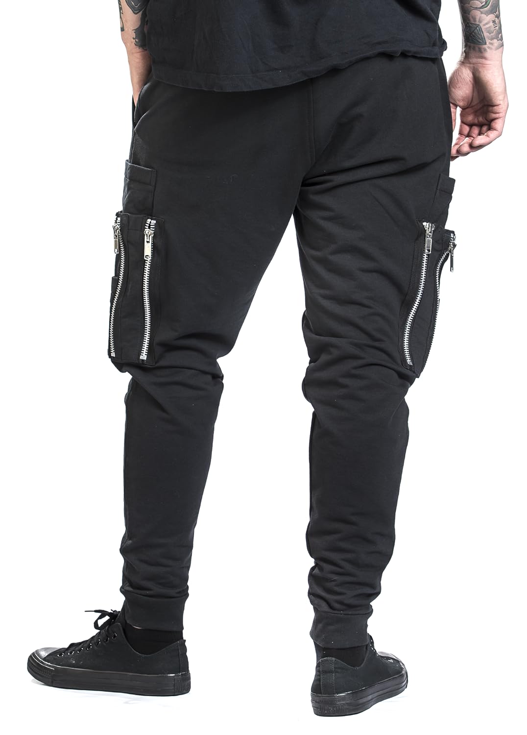 Gothicana by EMP pantaloni cargo neri con coulisse uomo