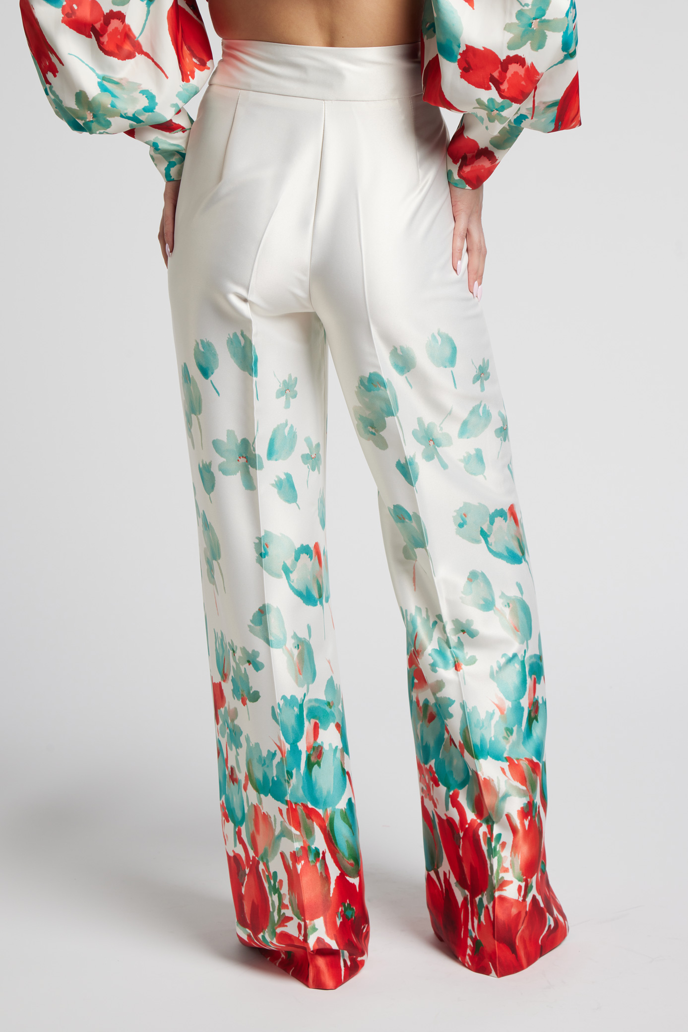 Sarah Chole Pantalone 20714 Raso Stampato Elasticizzato