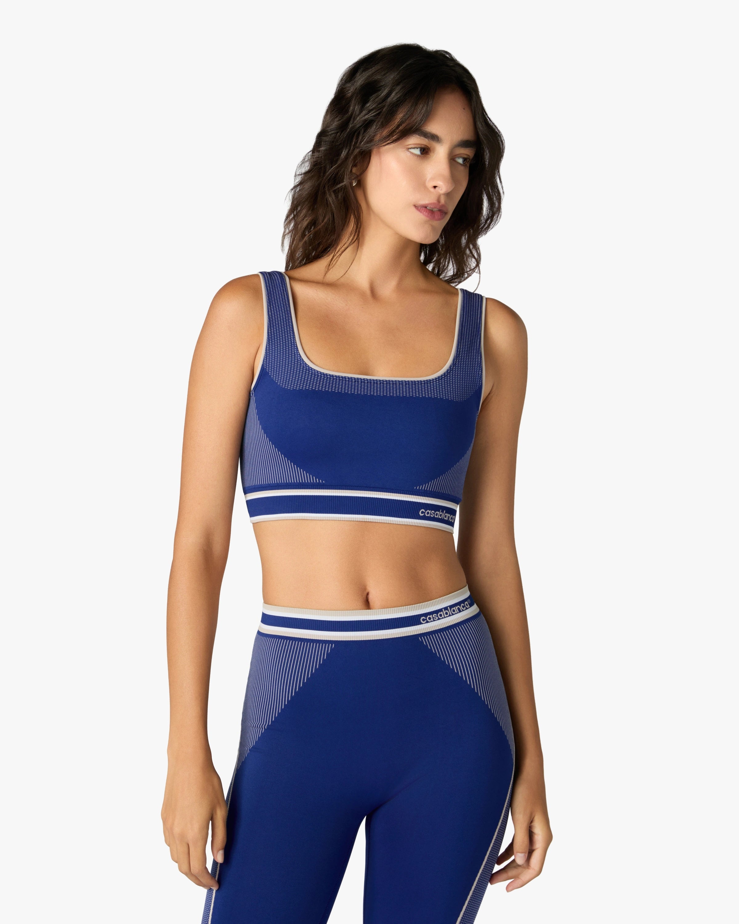 Casablanca bralette sportiva blu senza cuciture elasticizzata