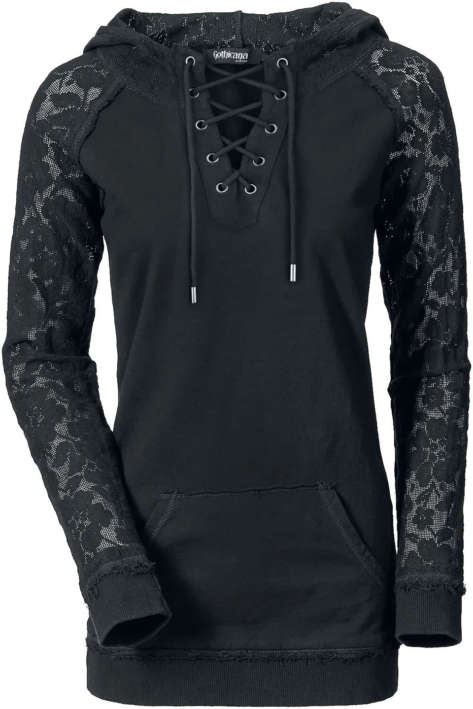 Gothicana by EMP maglione nero cappuccio pizzo taglia S