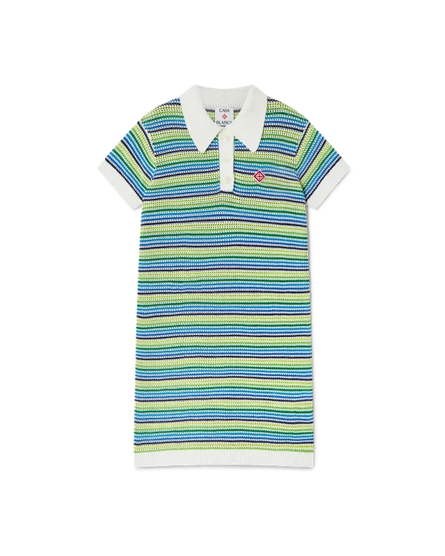 Casablanca Stripe abito bambina verde cotone