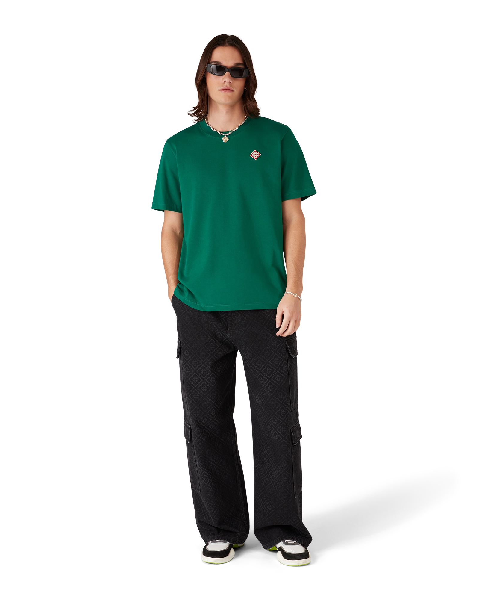 Casablanca Diamond Logo t-shirt uomo verde cotone