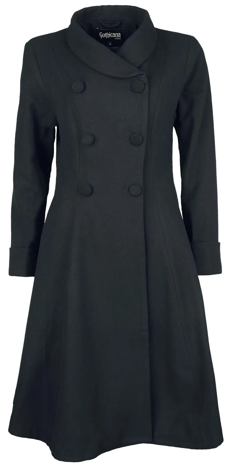 Gothicana by EMP Cappotto Nero Doppia Abbottonatura Taglia L