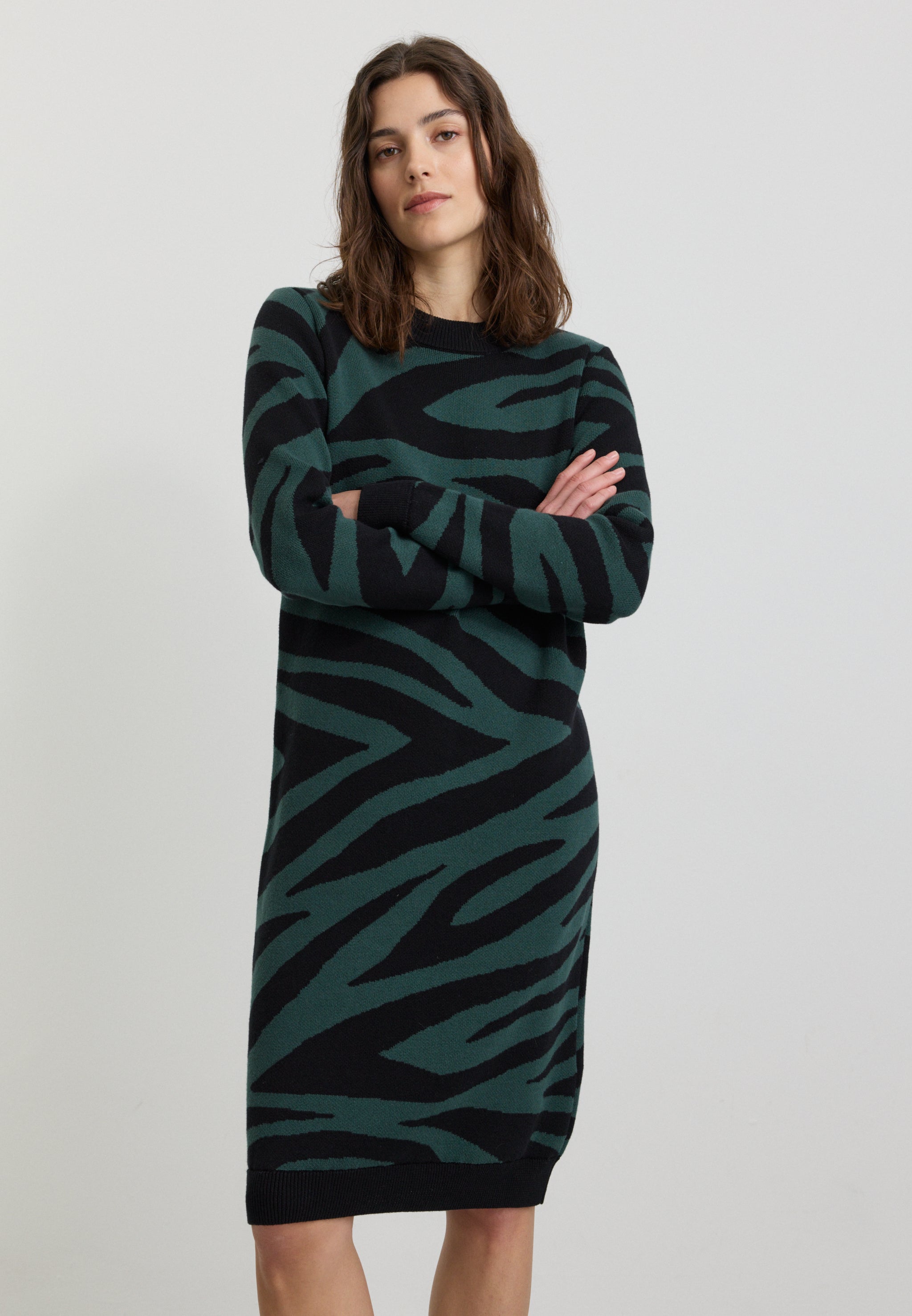 Recolution Amaranthus Zebra vestito maglia jacquard deep green