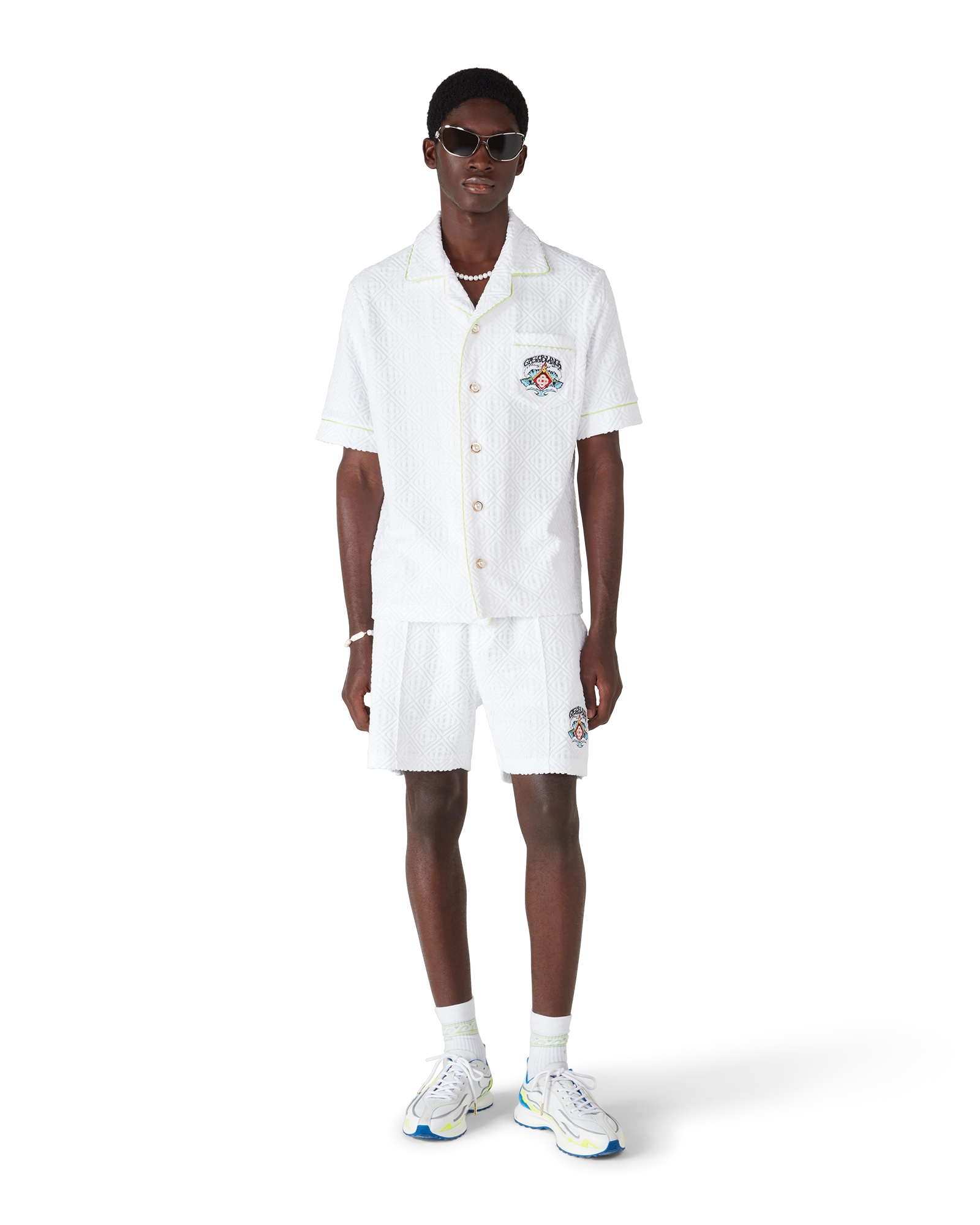 Casablanca shorts uomo bianchi spugna monogram