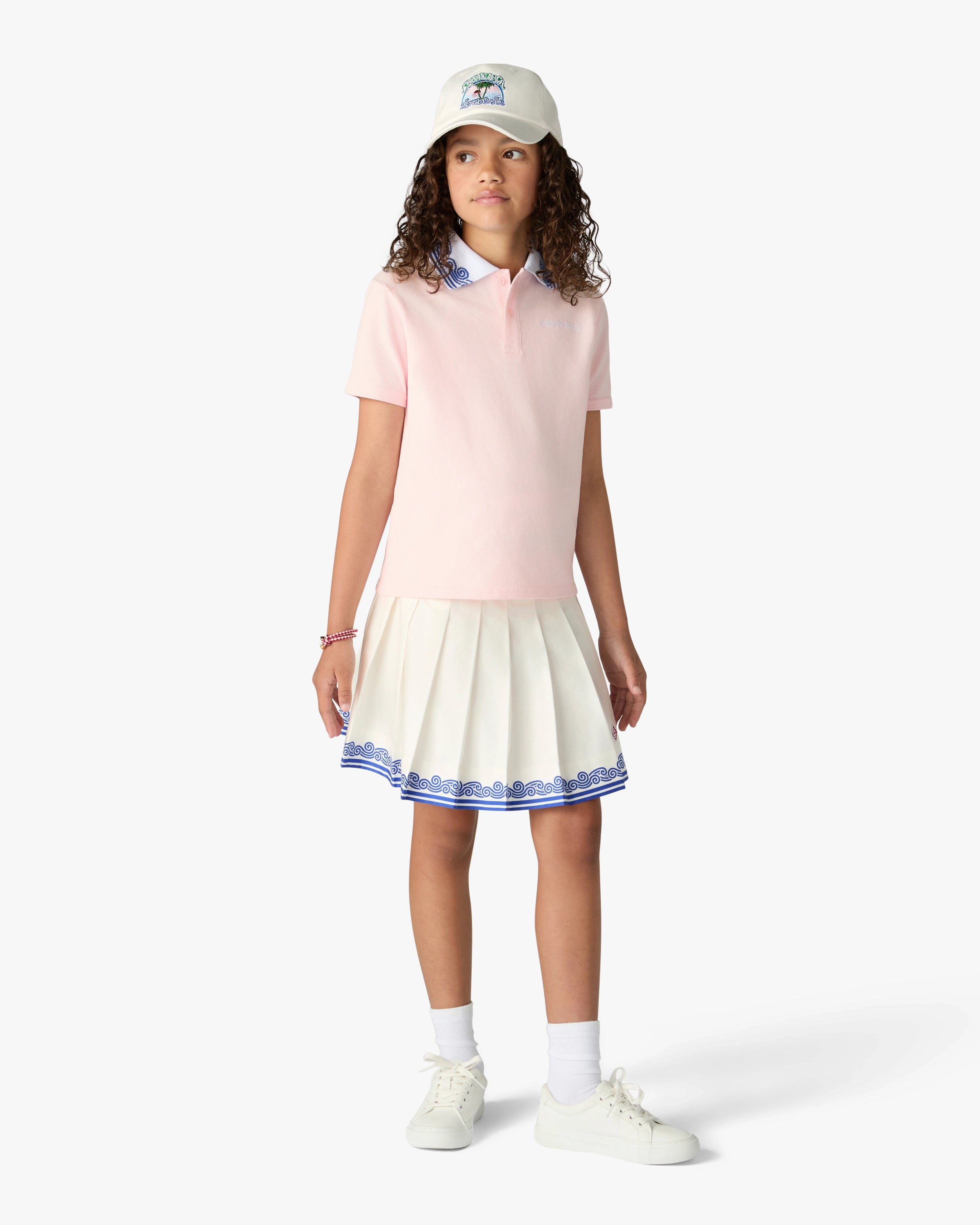 Casablanca Wave polo bambina rosa cotone piqué