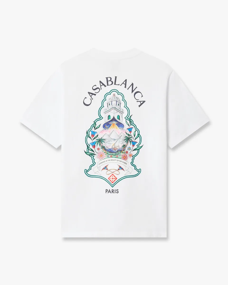 Casablanca Hotel Emblem t-shirt uomo bianca cotone