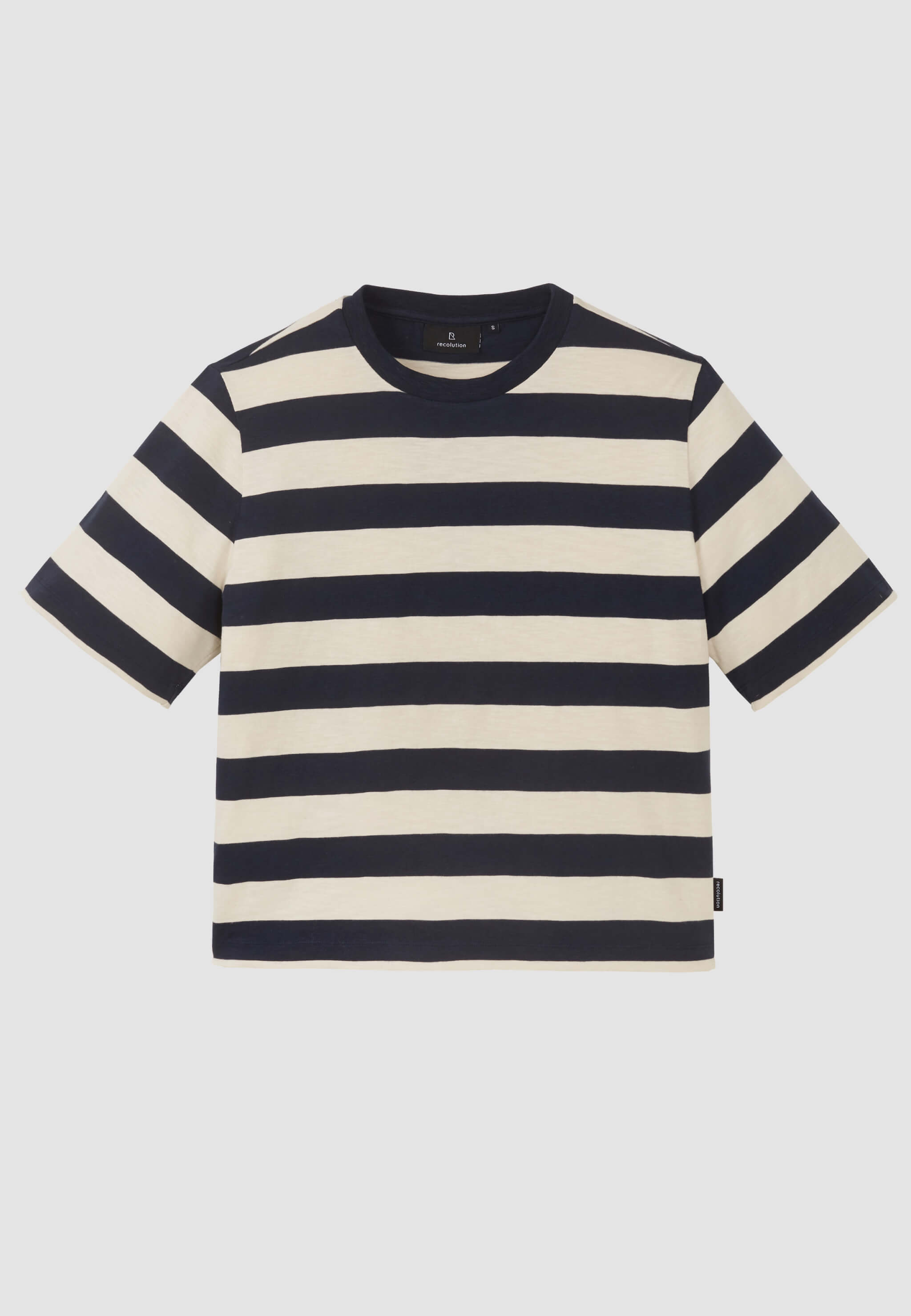 Recolution Azolla Stripes maglietta blu navy cotone bio
