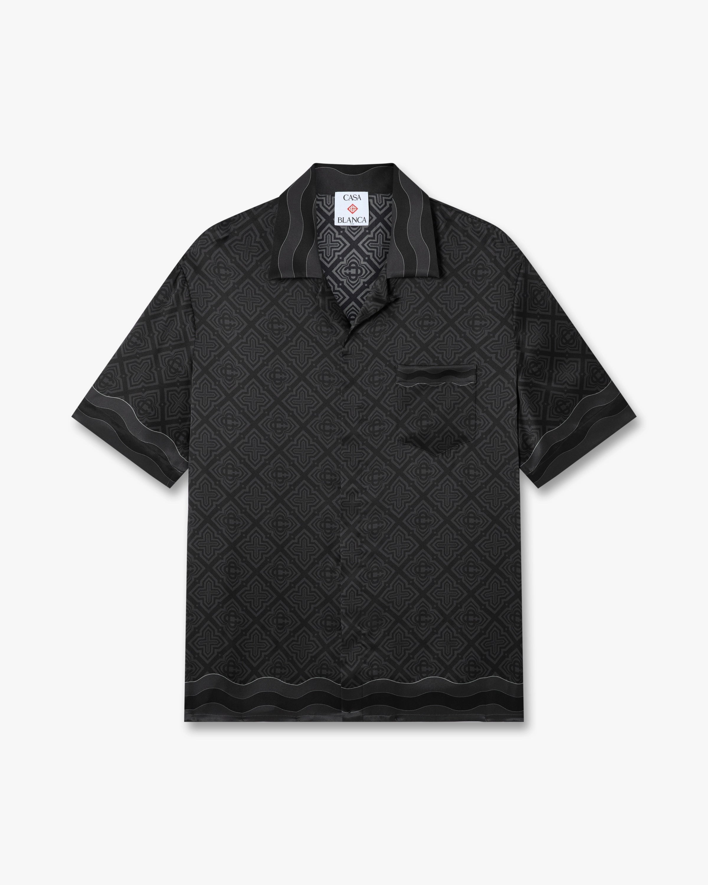Casablanca Radiating Monogram camicia nera seta uomo