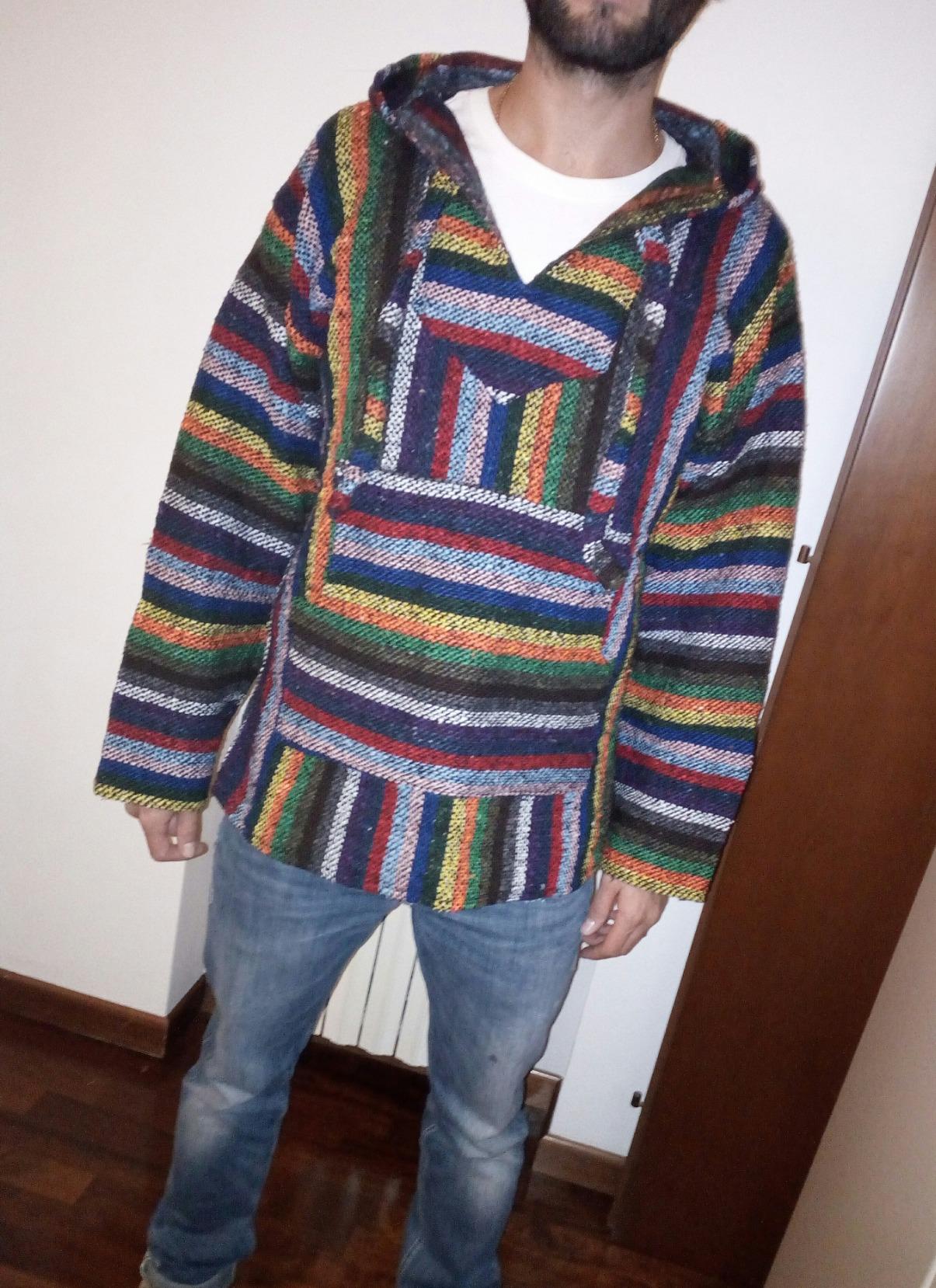 Siesta Baja felpa con cappuccio XXL righe vibranti calda