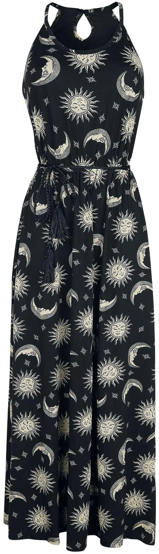 Gothicana by EMP maxi abito donna nero sole luna stelle