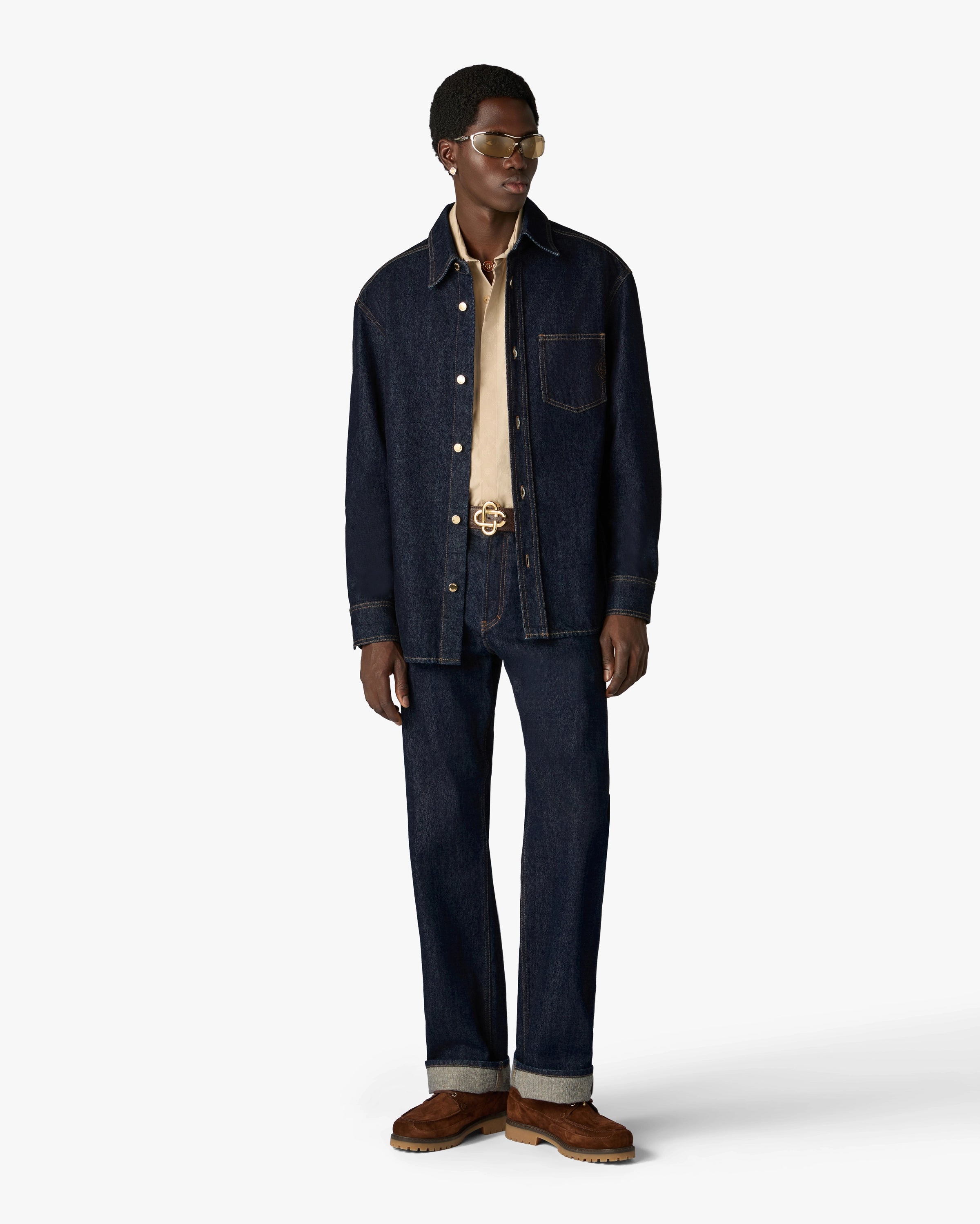 Casablanca Denim camicia uomo denim indaco taglia M