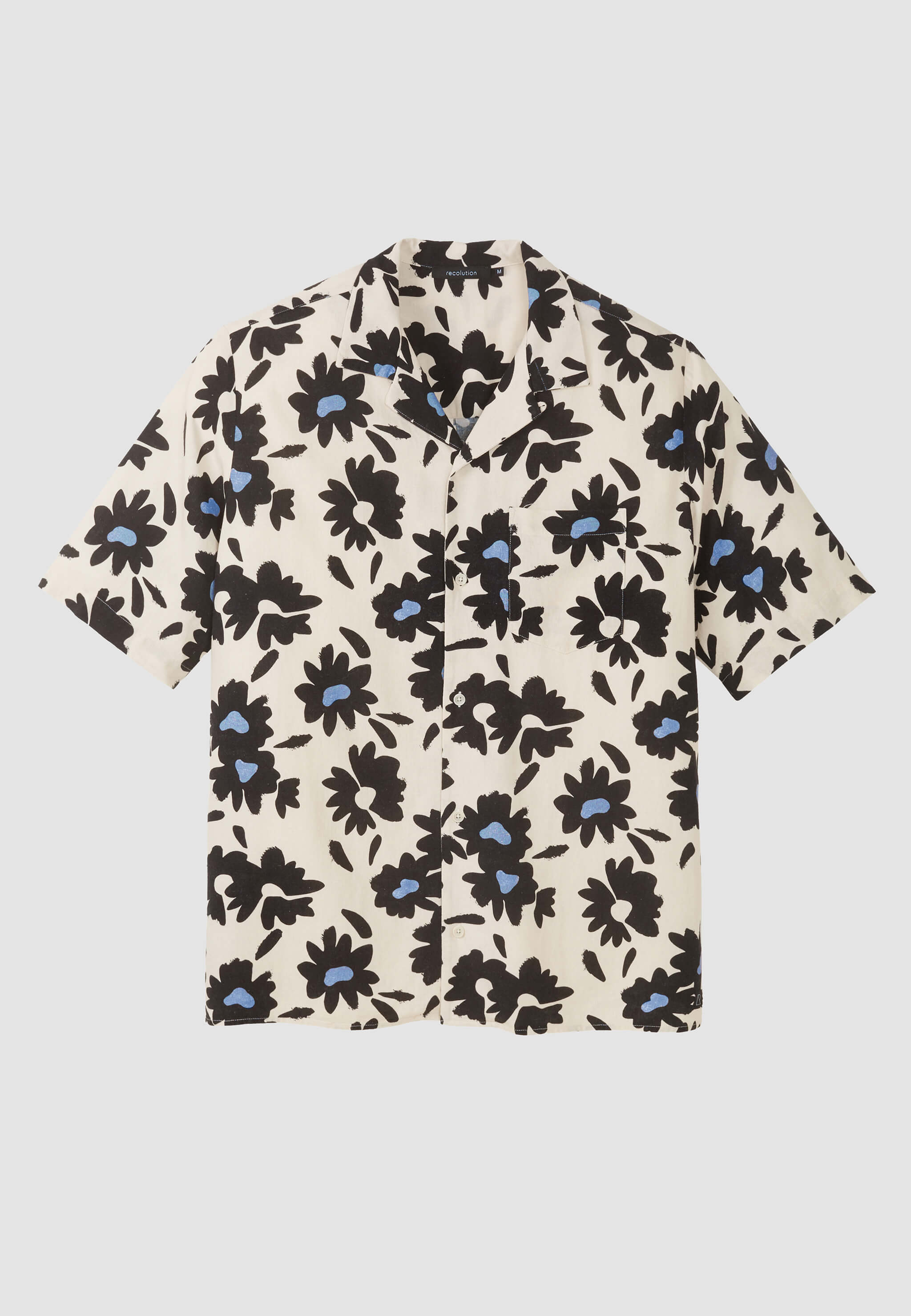 Recolution Cactus Bloom camicia uomo blu lino