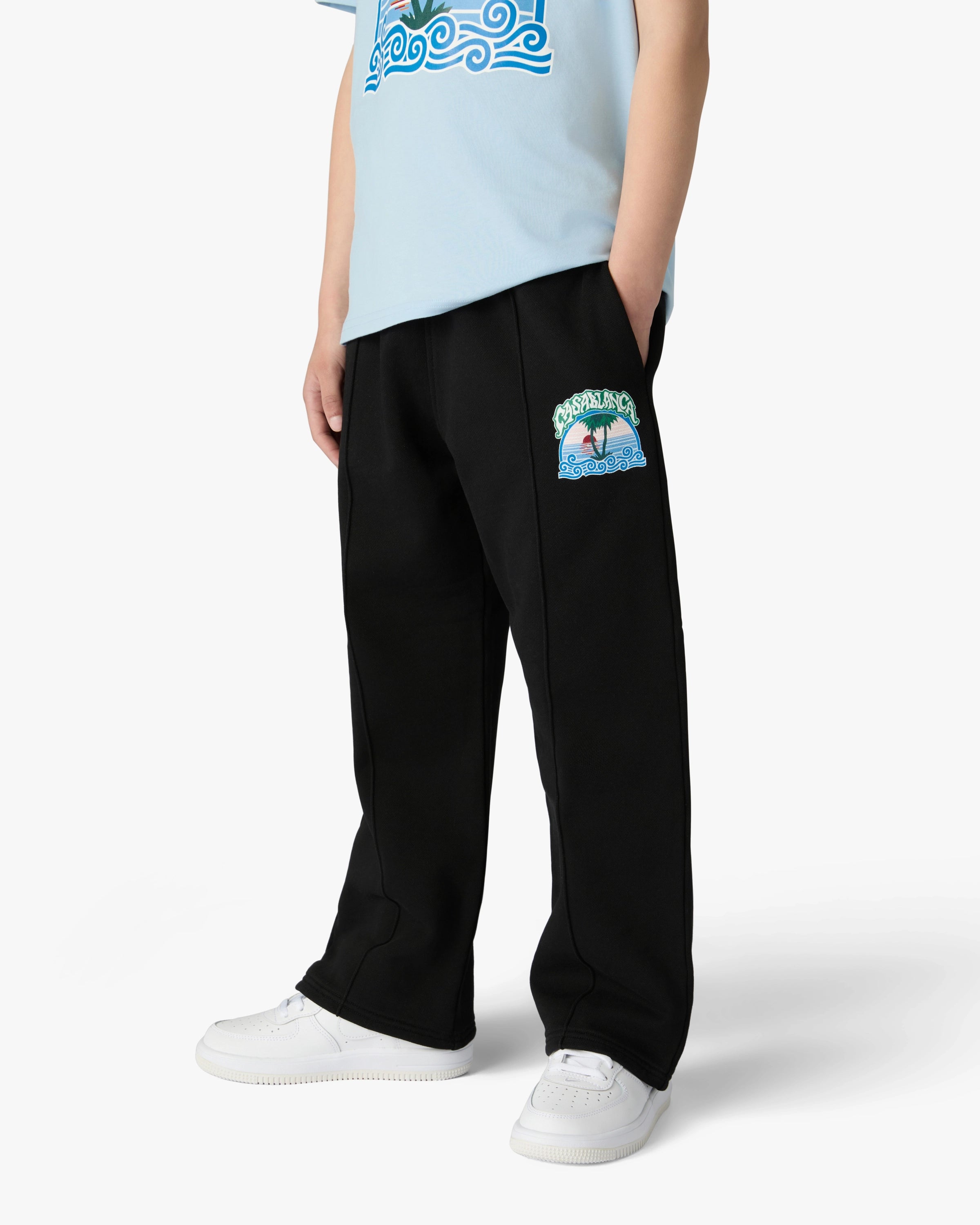 Casablanca Palm Tree pantaloni tuta neri bambino cotone bio