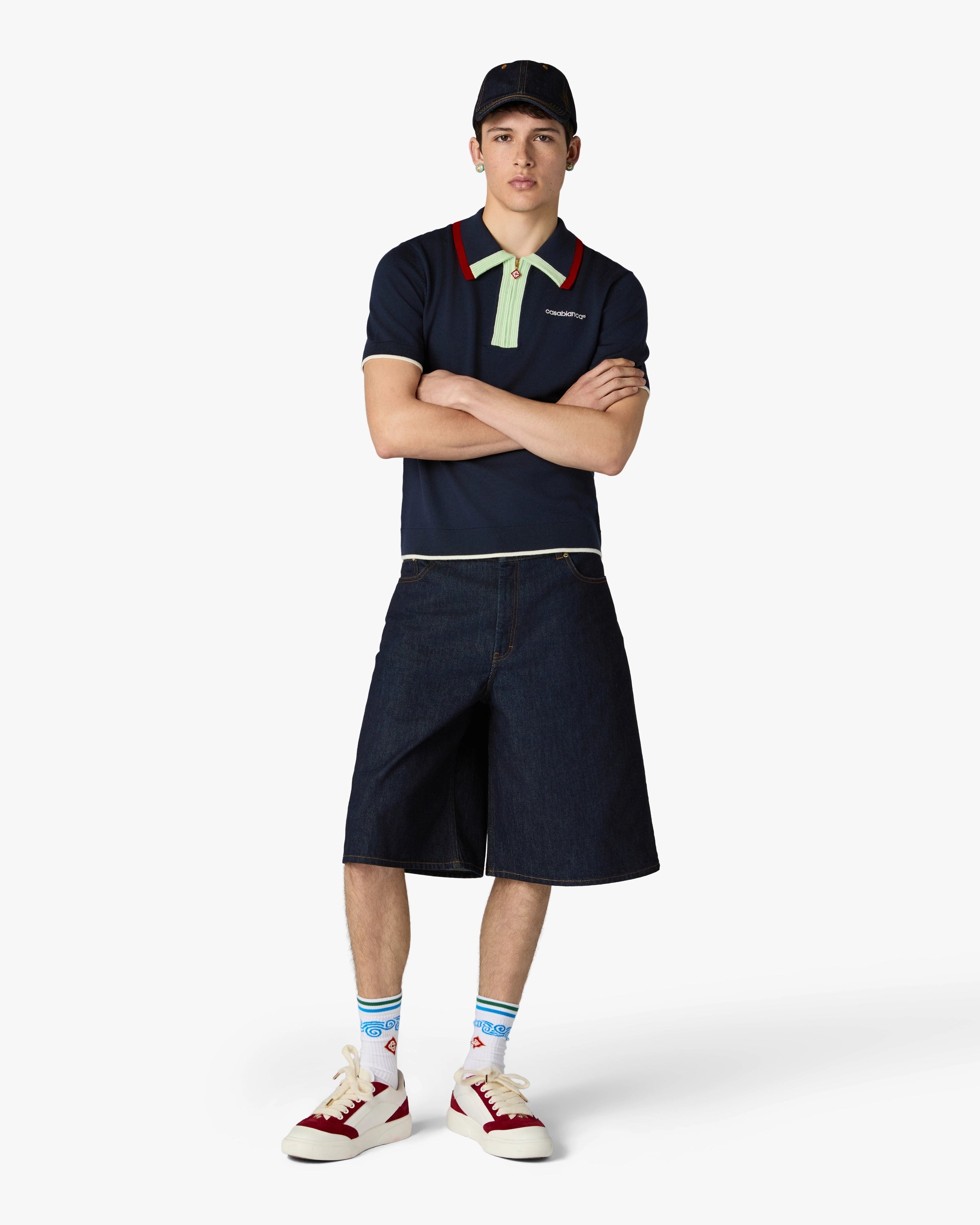 Casablanca Merino polo uomo blu navy lana