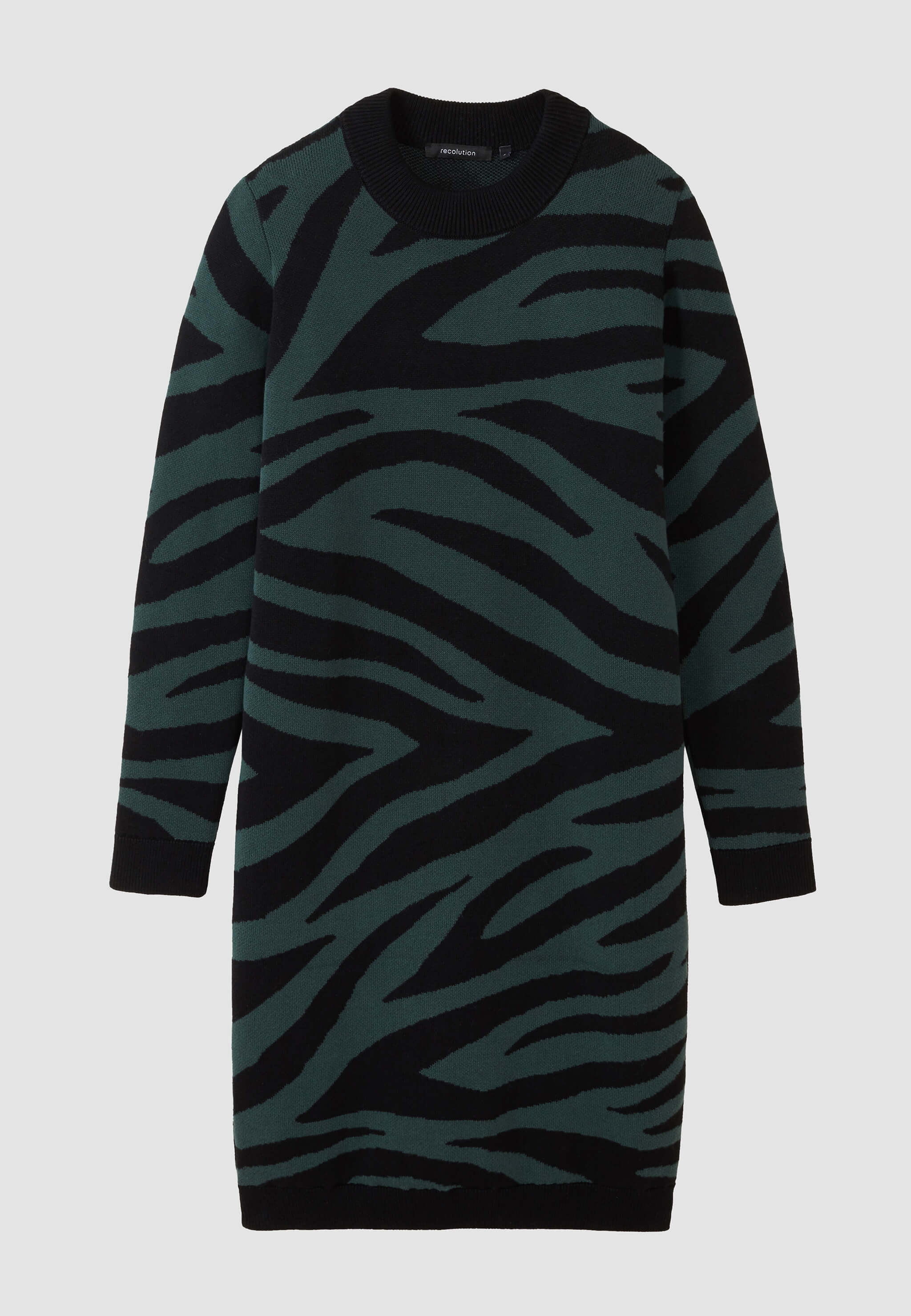 Recolution Amaranthus Zebra vestito maglia jacquard deep green