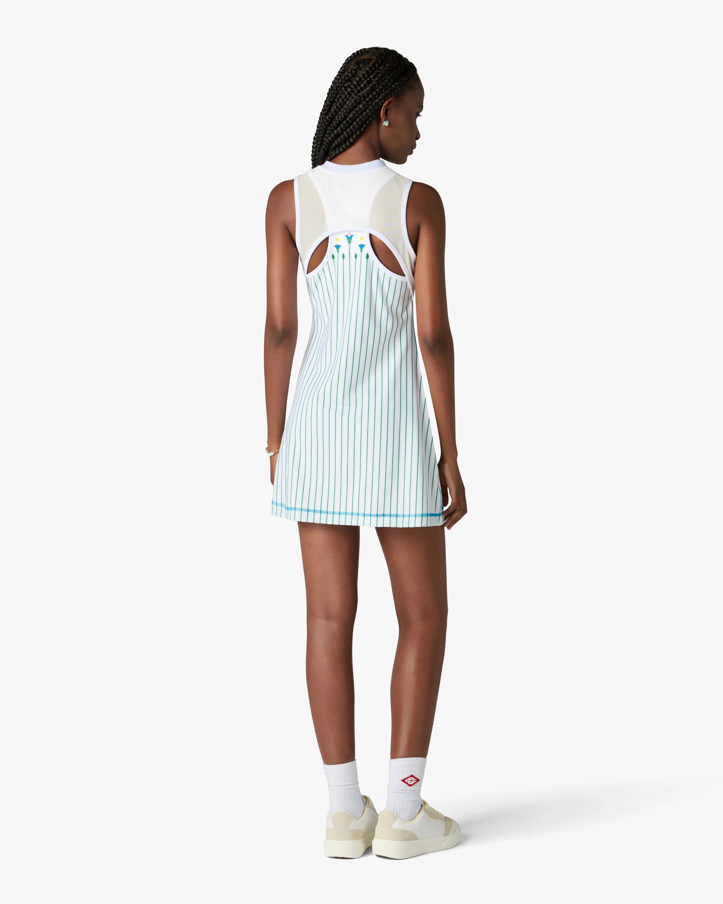 Casablanca Floral Stripe vestito tennis bianco slim