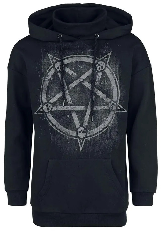 Gothicana by EMP Felpa Nera Cappuccio Stampa Pentagramma Teschi uomo