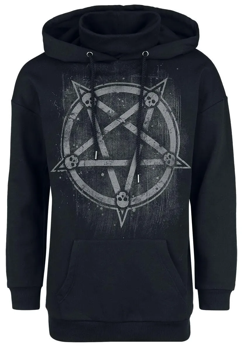 Gothicana by EMP Felpa Nera Cappuccio Stampa Pentagramma Teschi uomo
