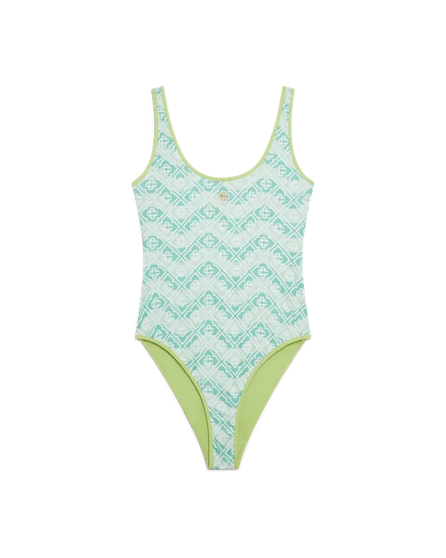 Casablanca Wavy Monogram costume intero verde taglia S