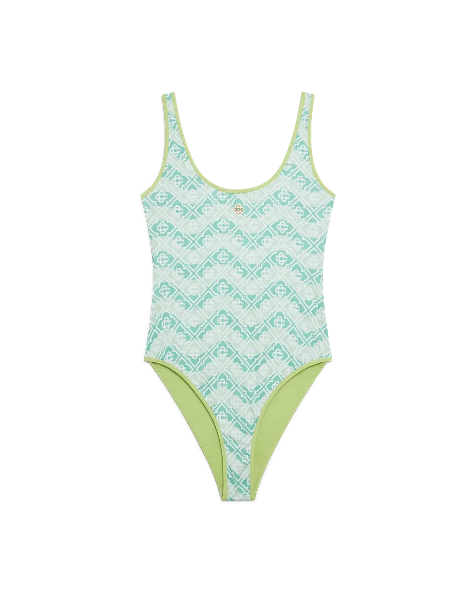 Casablanca Wavy Monogram costume intero verde taglia S