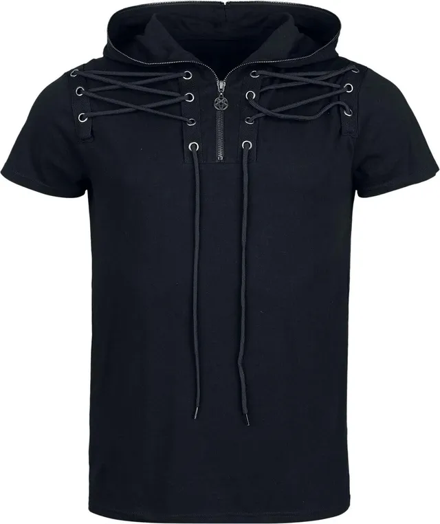 Gothicana by EMP T-Shirt Nera Cappuccio Lacci Taglia M
