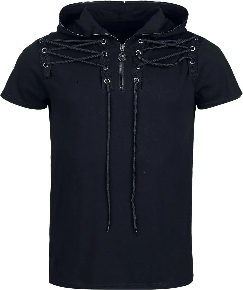 Gothicana by EMP T-Shirt Nera Cappuccio Lacci Taglia M