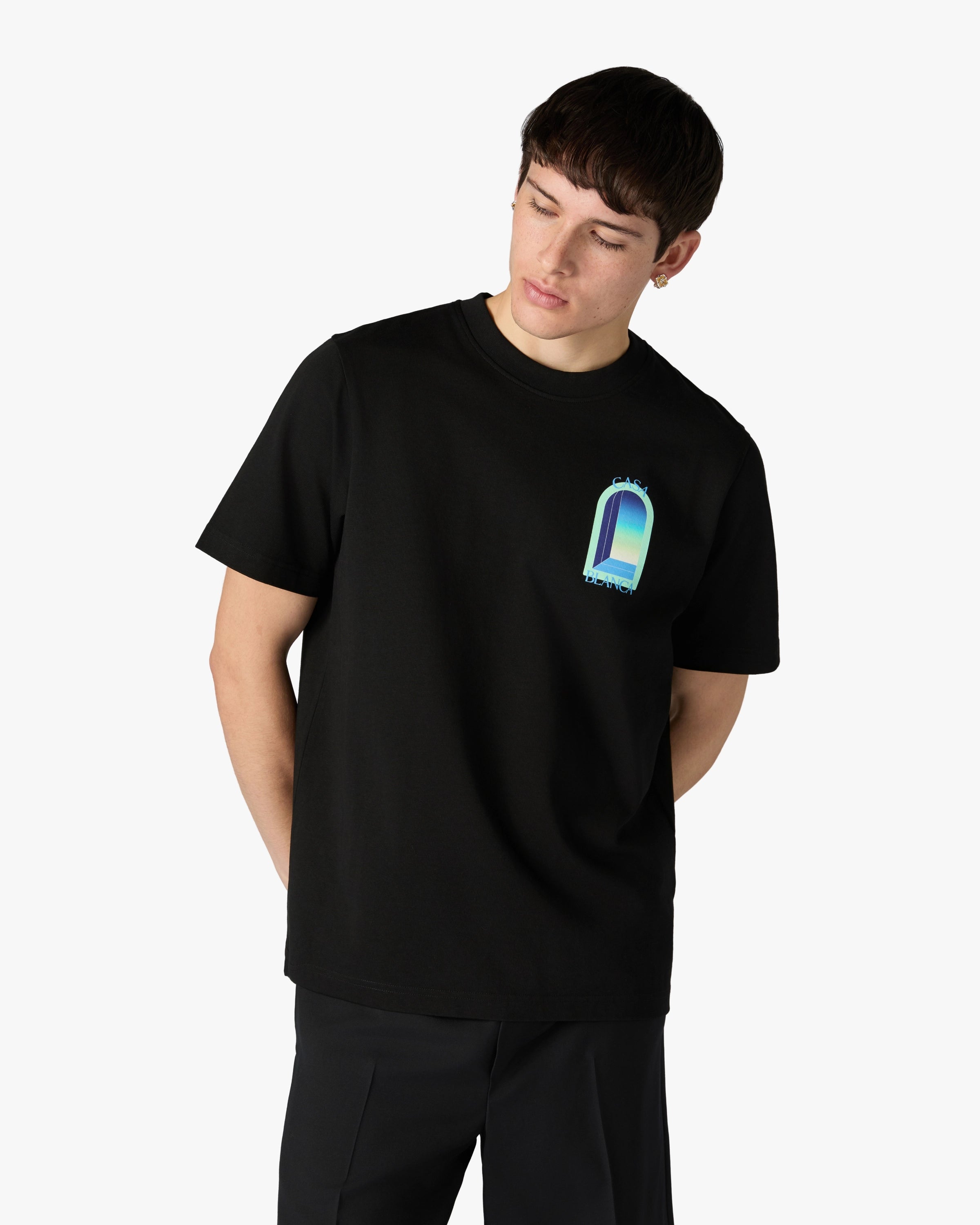 Casablanca L'Arche t-shirt nera cotone bio