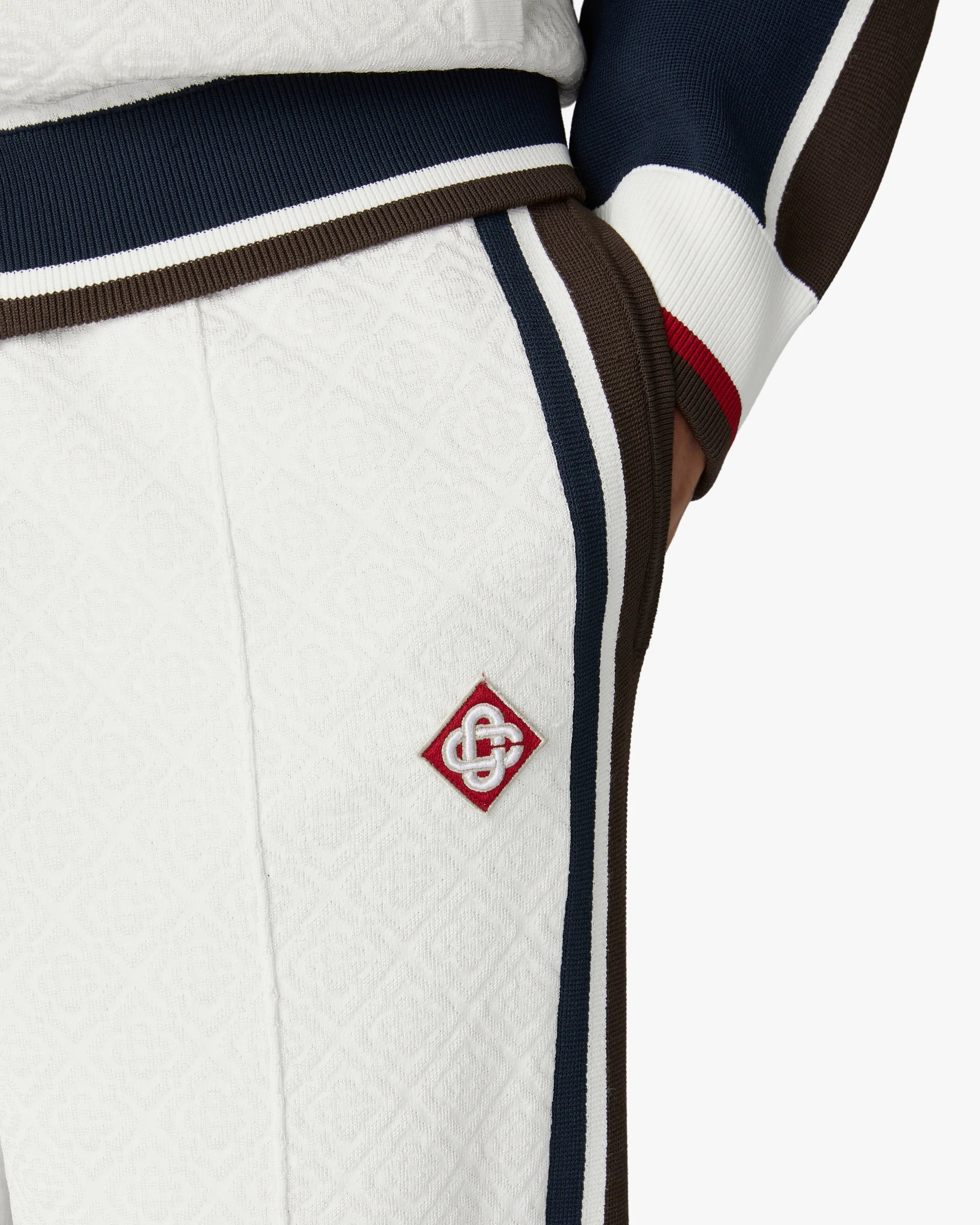 Casablanca Café Culture Stripe Track Pants pantaloni tuta bianco marrone blu
