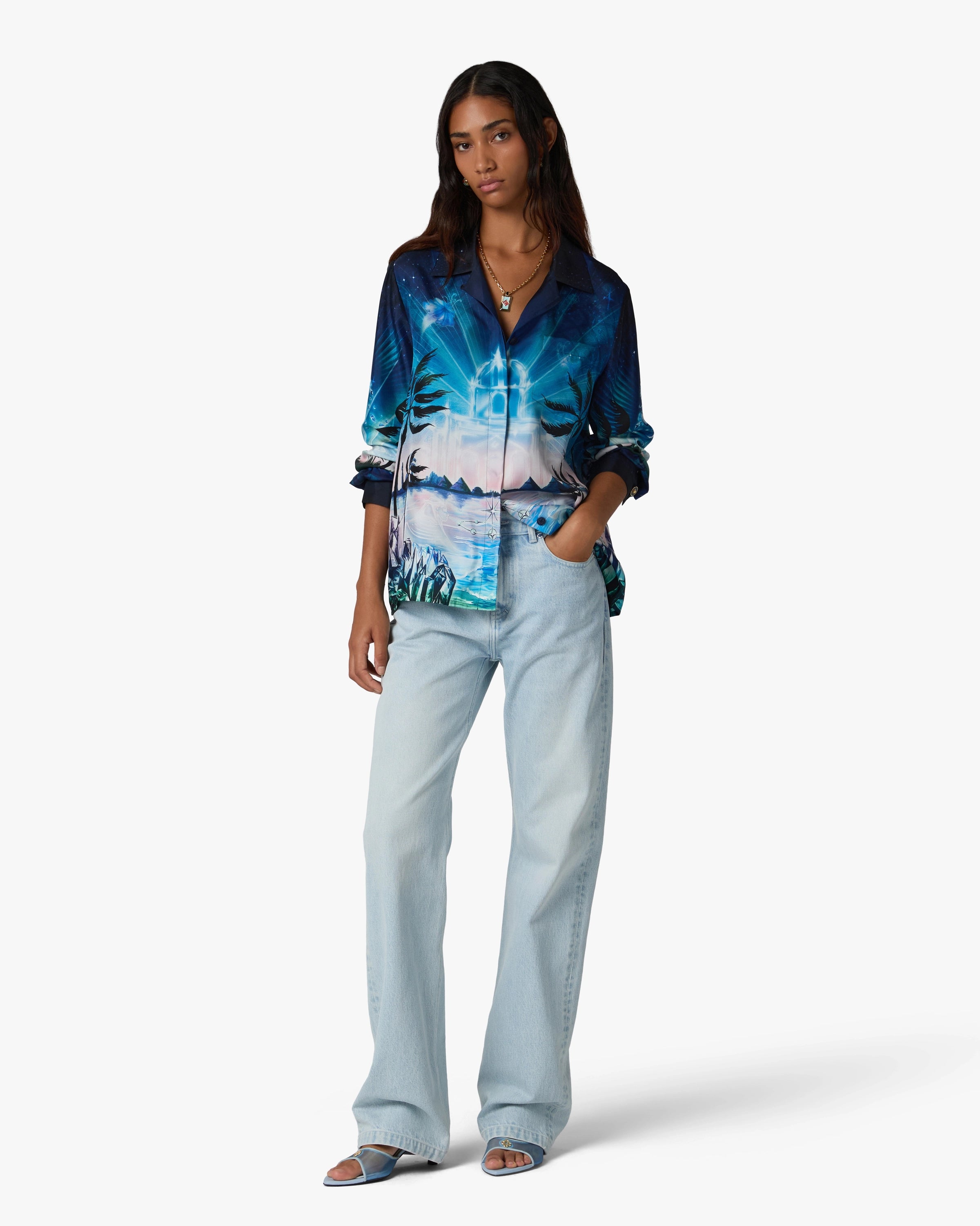 Casablanca Crystal Alchemy camicia donna seta multicolore