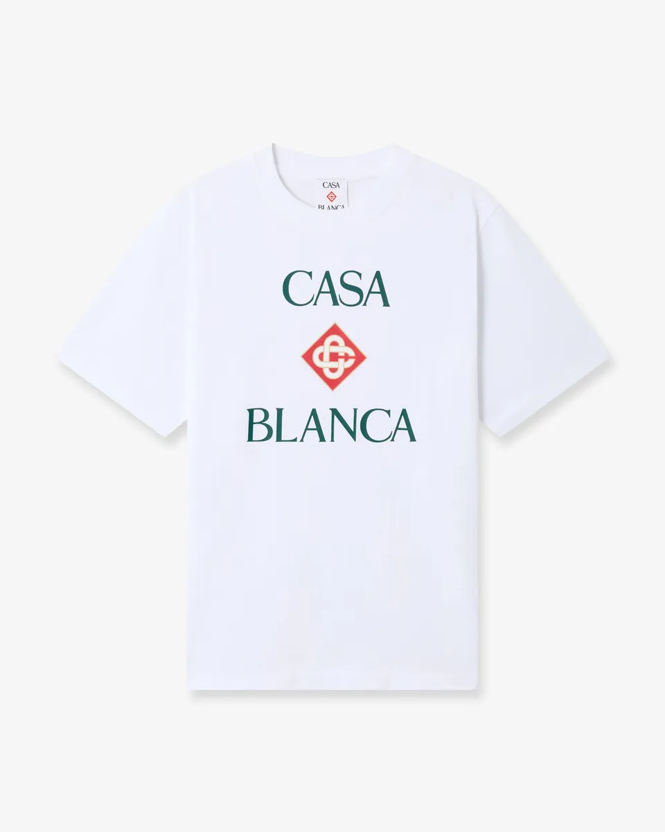 Casablanca Diamond Logo T-Shirt Bianca Cotone