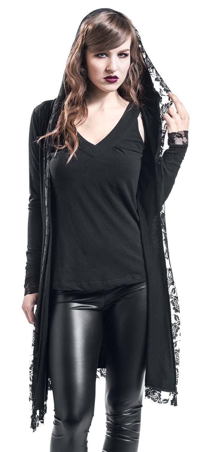 Gothicana by EMP cardigan lungo nero pizzo M