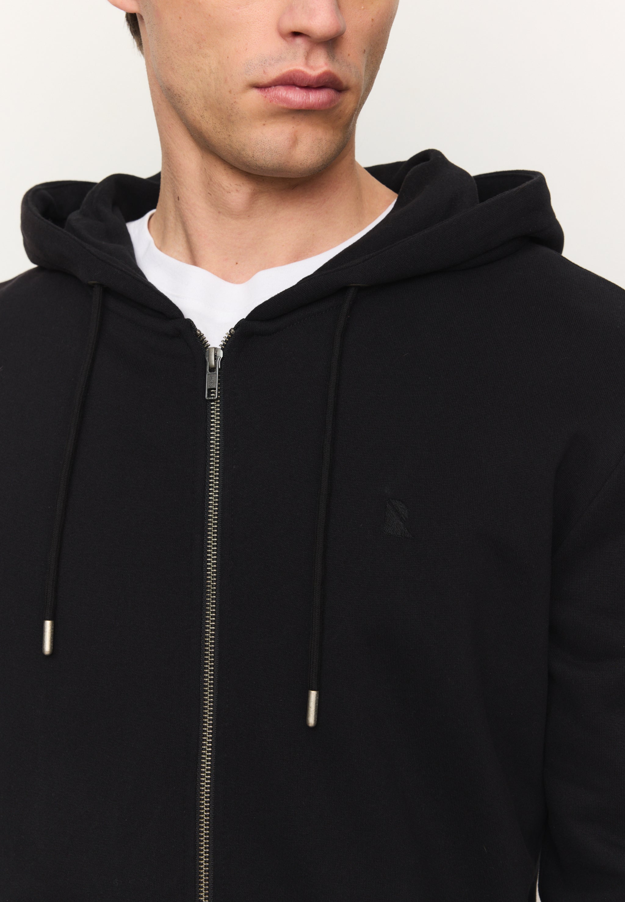 Recolution Birch felpa con zip nero cotone bio