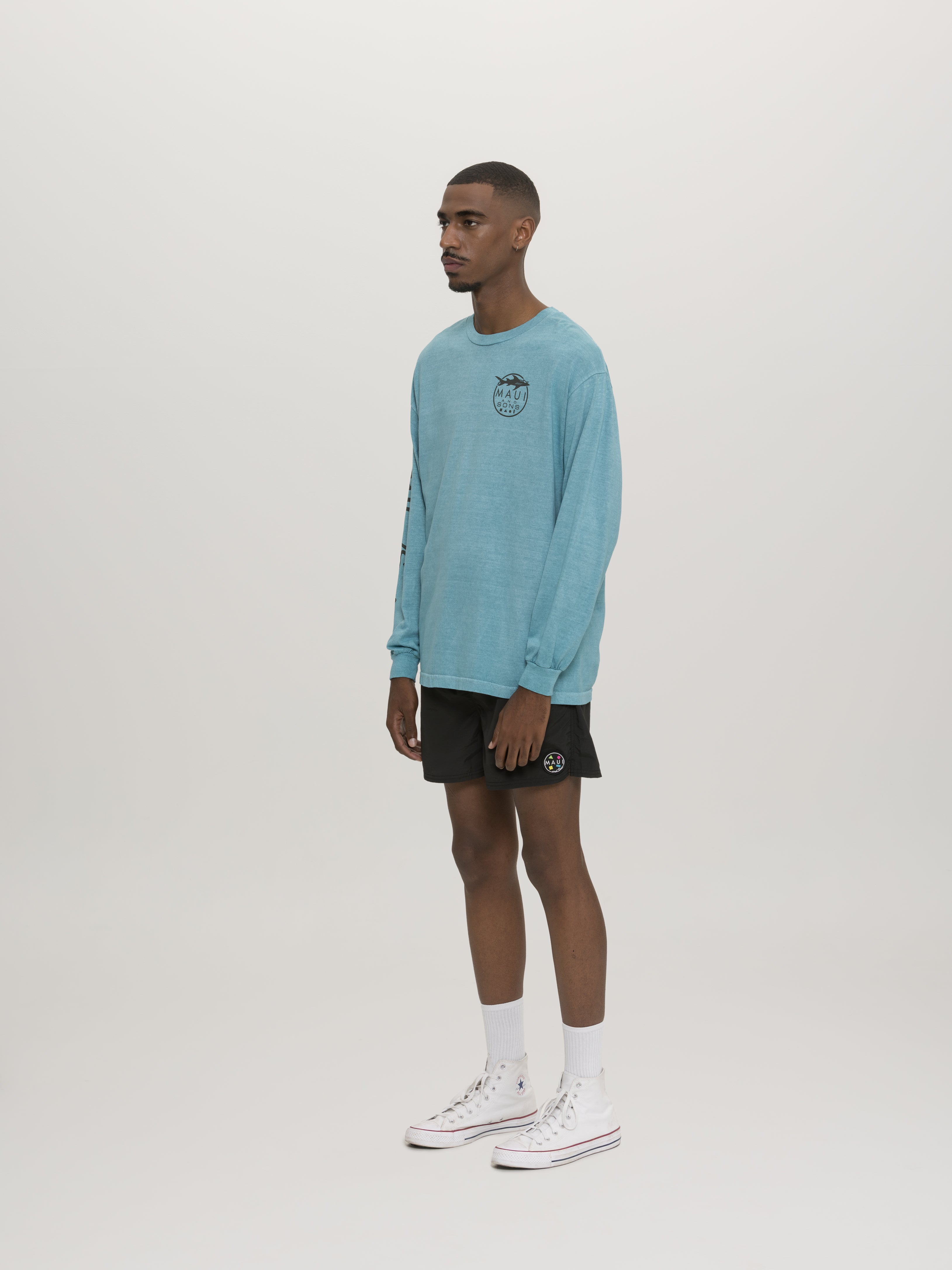 Maui and Sons Shark Logo maglia maniche lunghe cotone