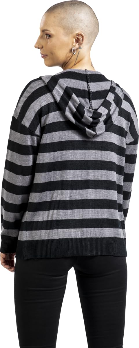Gothicana by EMP Giacca Nero Grigio Donna con cappuccio a righe