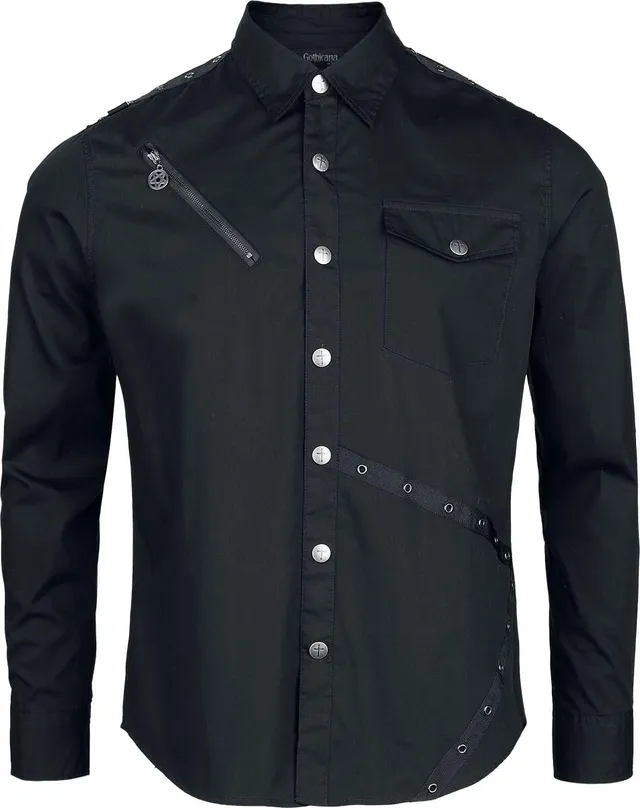 Gothicana by EMP Camicia Nera Uomo maniche lunghe taglia L